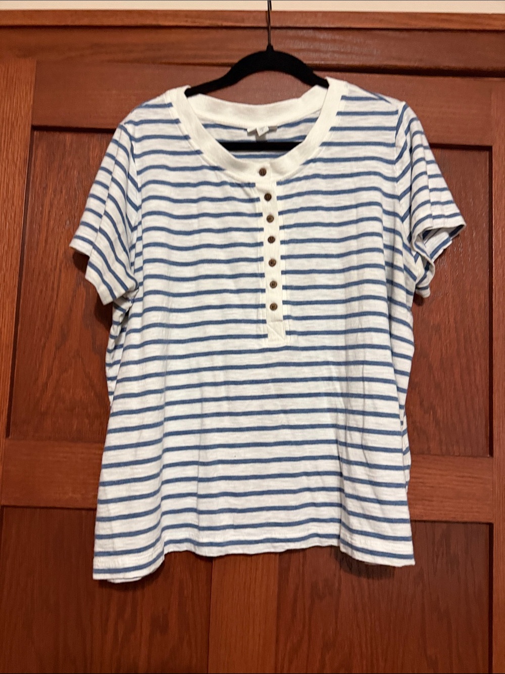 J. Jill  White and Blue Striped Henley